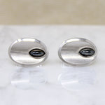 Modernist Silver-Tone Cufflinks with Hematite