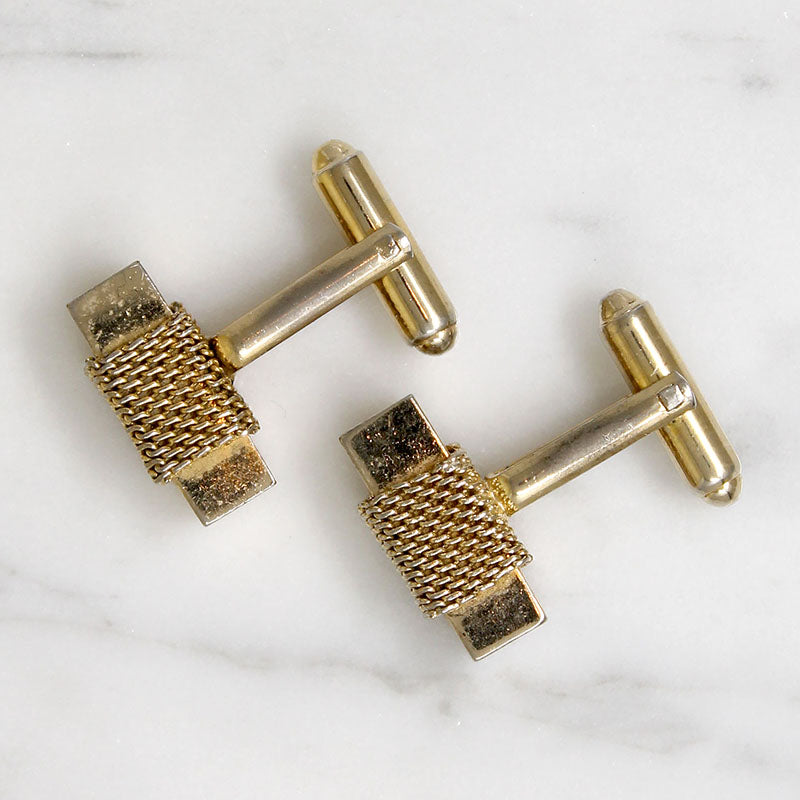 Sculptural Mid Century Gold-Tone Cufflinks