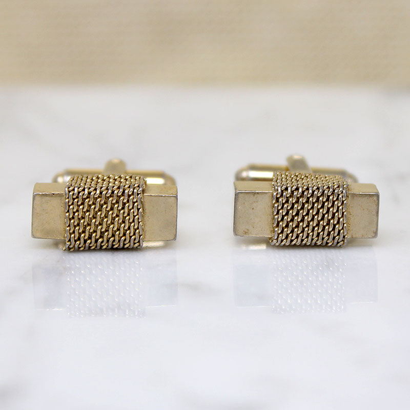 Sculptural Mid Century Gold-Tone Cufflinks