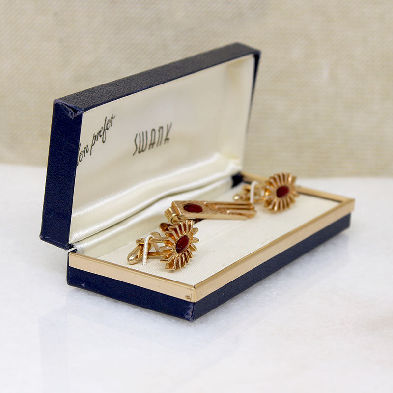 Dynamic SWANK Cufflink & Tie Bar Set in Original Box