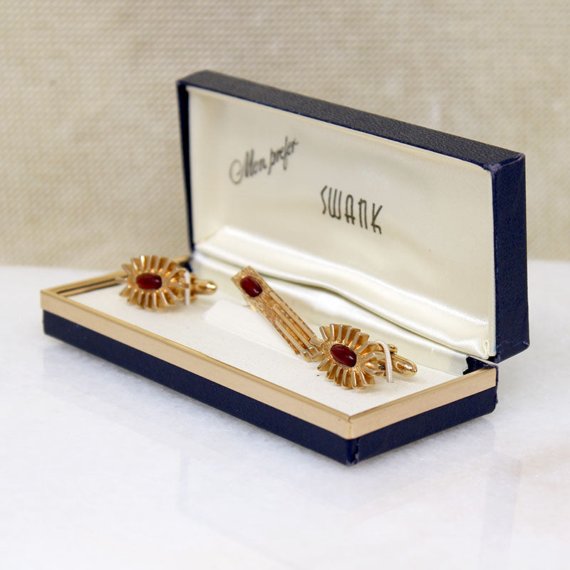 Dynamic SWANK Cufflink & Tie Bar Set in Original Box