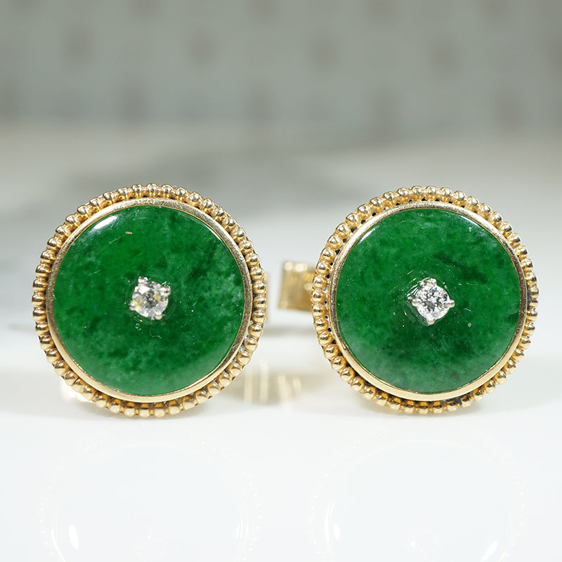 Sophisticated Jade, Diamond & Gold Cufflinks