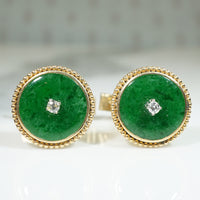 Sophisticated Jade, Diamond & Gold Cufflinks