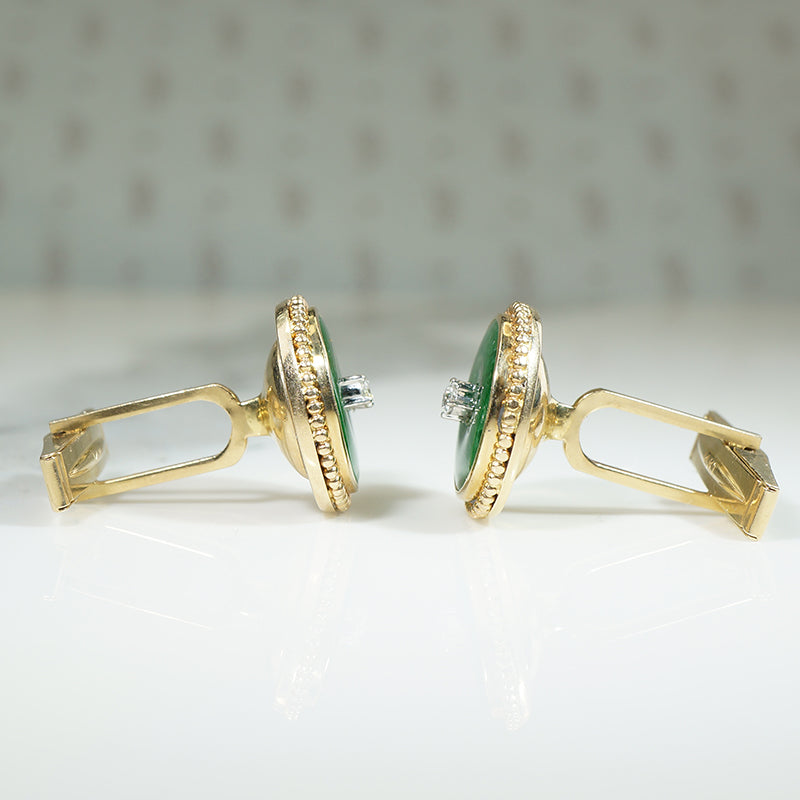 Sophisticated Jade, Diamond & Gold Cufflinks