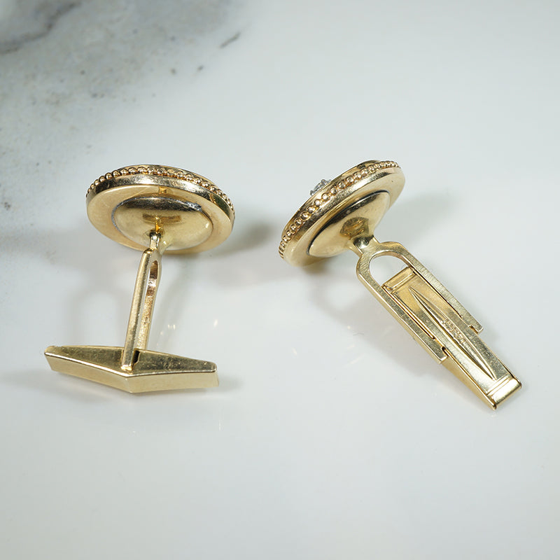 Sophisticated Jade, Diamond & Gold Cufflinks