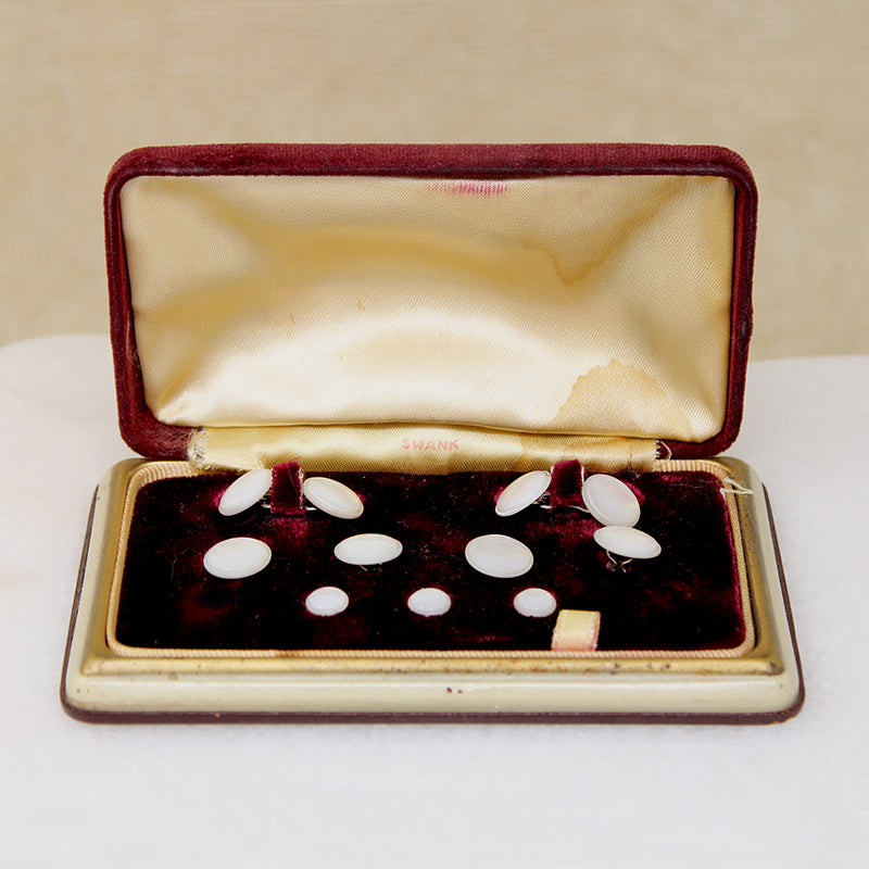 Boxed Mother of Pearl Cufflink & Stud Set by Swank