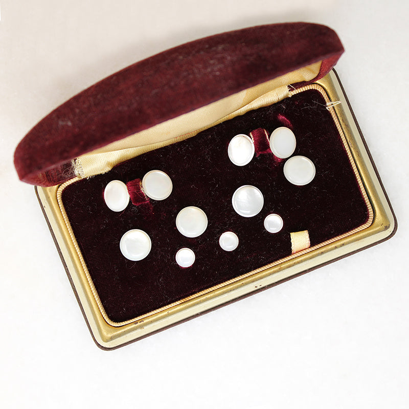 Boxed Mother of Pearl Cufflink & Stud Set by Swank
