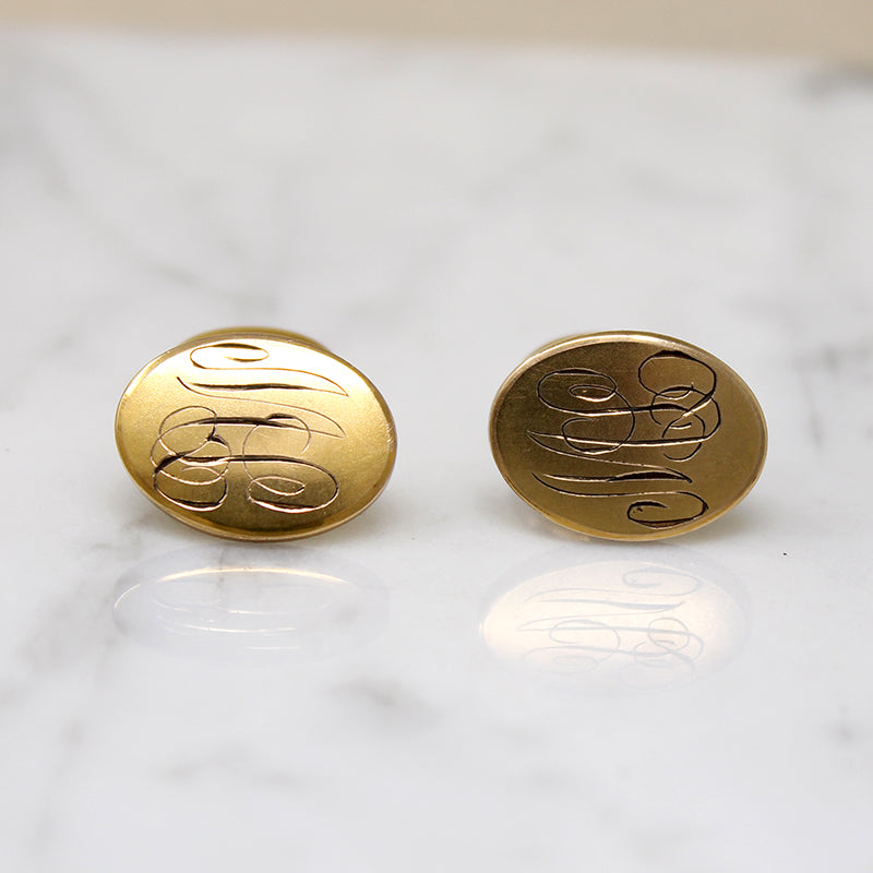 Antique Gold Fill Cufflinks Engraved "ML"