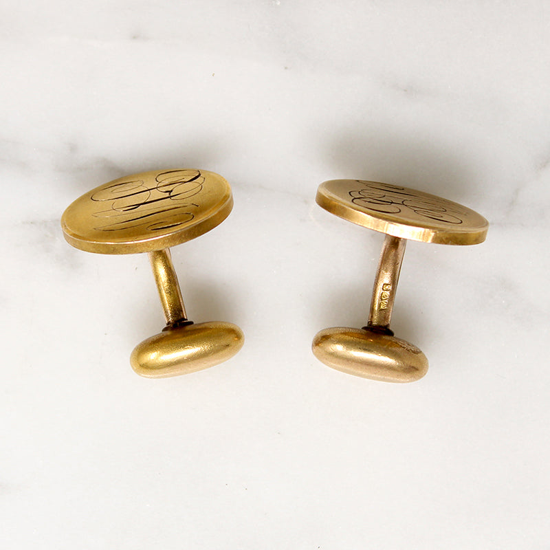 Antique Gold Fill Cufflinks Engraved "ML"