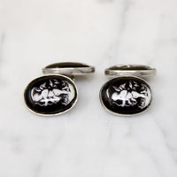Spiffy Cupid Cufflinks in Porcelain & Sterling