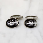 Spiffy Cupid Cufflinks in Porcelain & Sterling