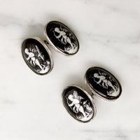 Spiffy Cupid Cufflinks in Porcelain & Sterling