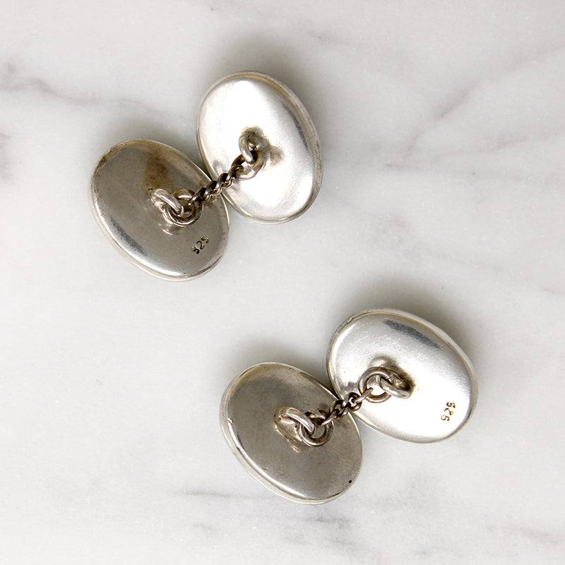 Spiffy Cupid Cufflinks in Porcelain & Sterling