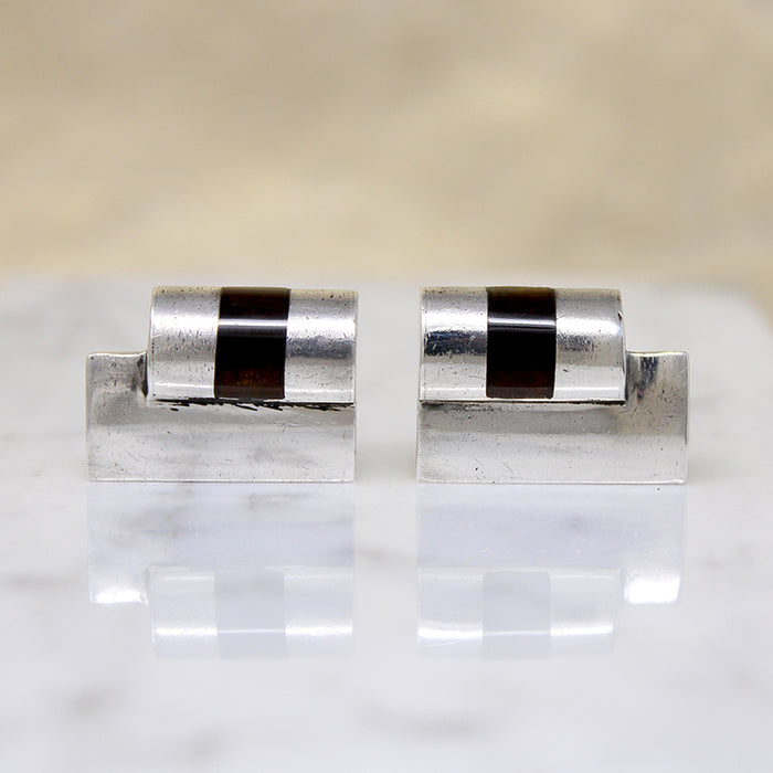 Striking Silver & Onyx Cufflinks by Antonio Pineda