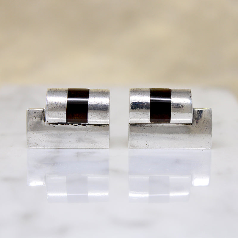 Striking Silver & Onyx Cufflinks by Antonio Pineda