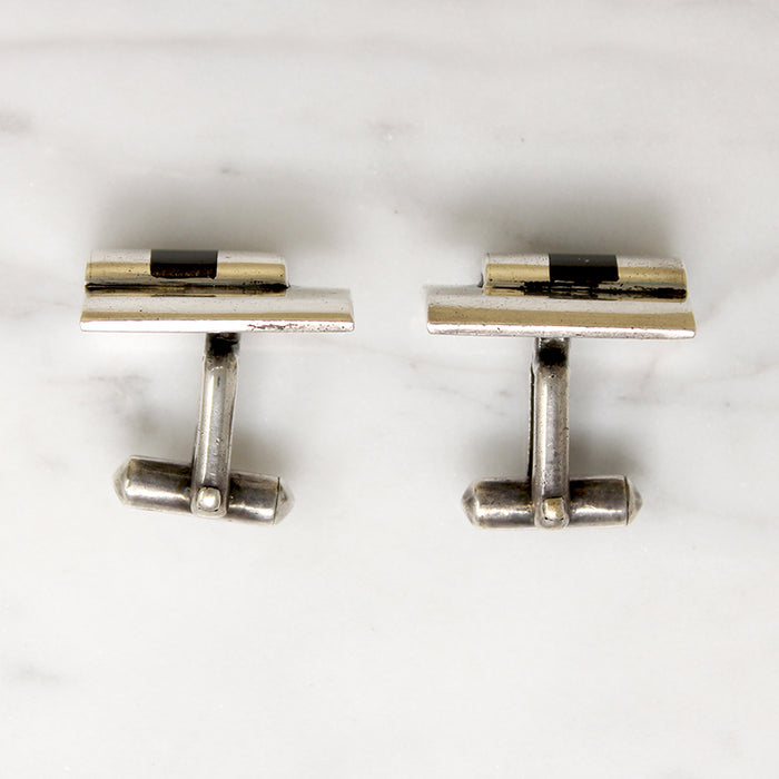 Striking Silver & Onyx Cufflinks by Antonio Pineda