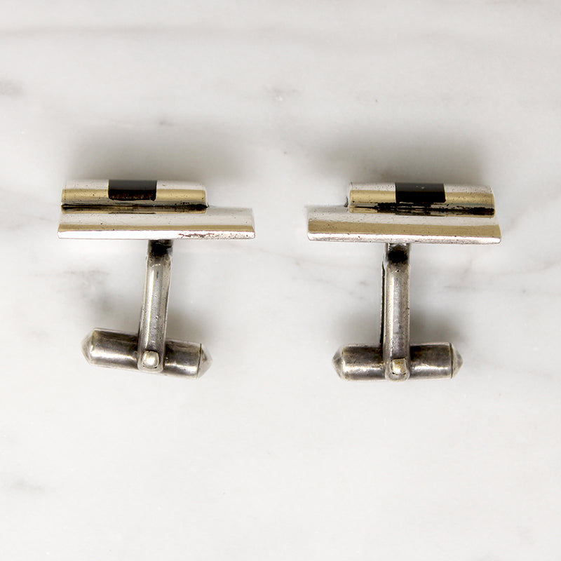 Striking Silver & Onyx Cufflinks by Antonio Pineda
