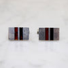 Mid Century Modern Silver Cufflinks with Amber Inlay