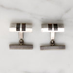 Mid Century Modern Silver Cufflinks with Amber Inlay