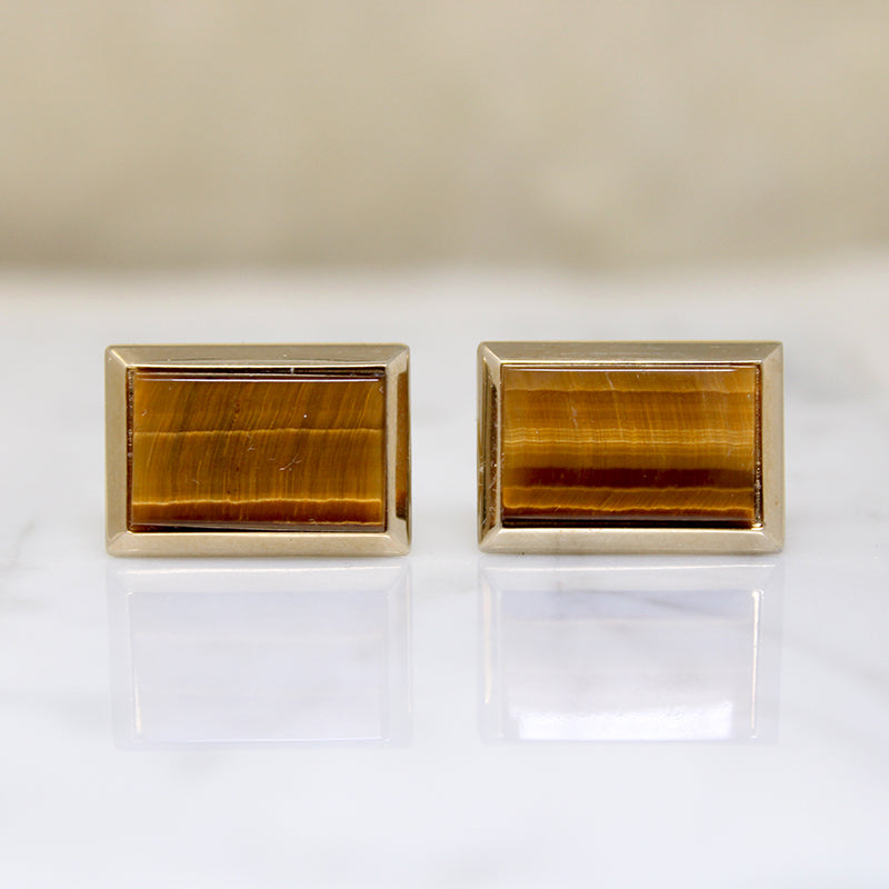 Tiger's Eye in Gold-Tone Cufflinks