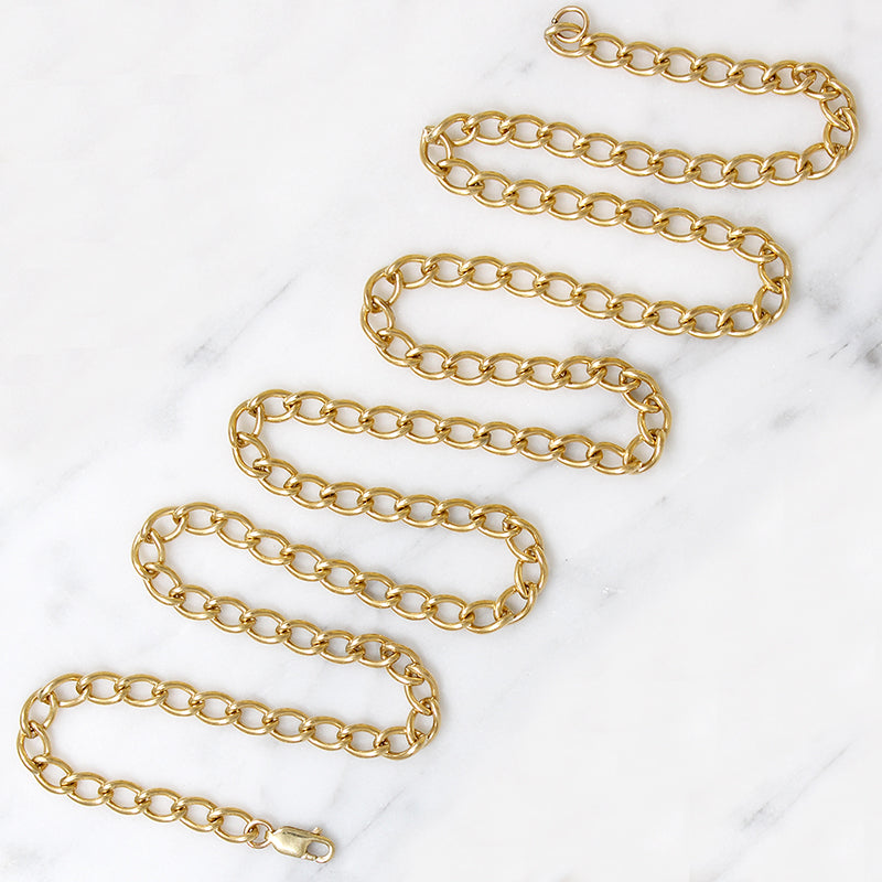 High Polish 25" 14k Gold Curb Link Chain