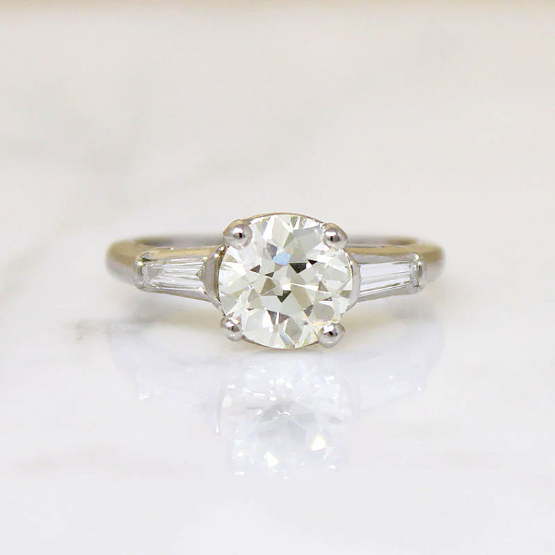 Pale Yellow 1.5ct Diamond in Icy Platinum Wedding Set