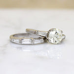 Pale Yellow 1.5ct Diamond in Icy Platinum Wedding Set