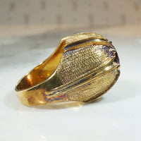Mid Century Bloomed Gold & Garnet Ring