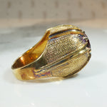 Mid Century Bloomed Gold & Garnet Ring