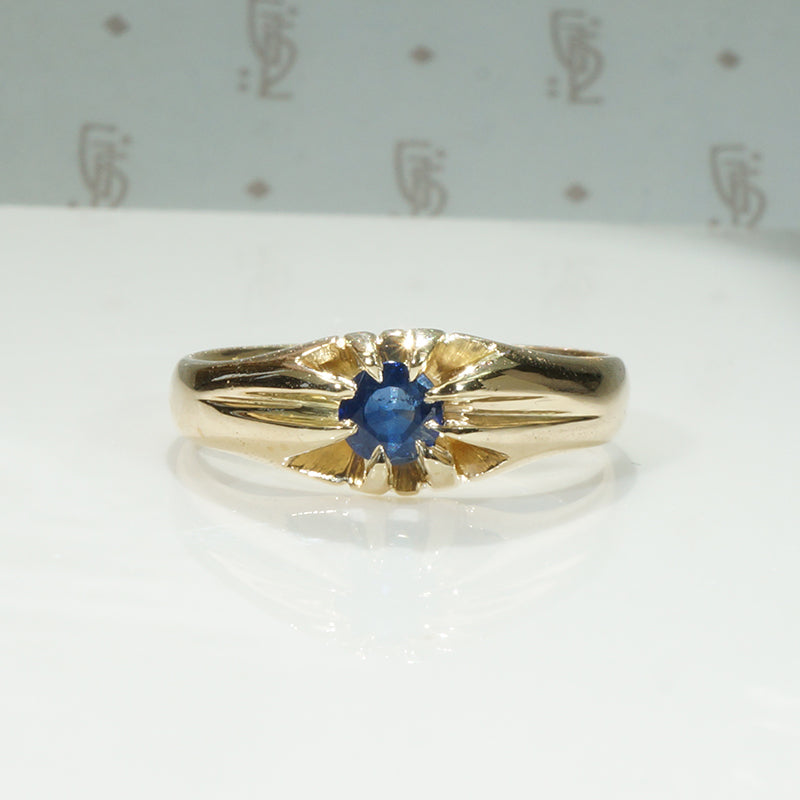 Substantial 18k Belcher Band with Sapphire