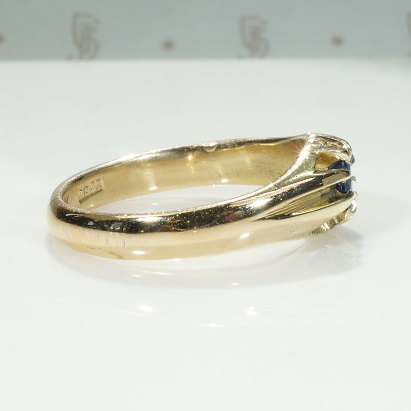 Substantial 18k Belcher Band with Sapphire