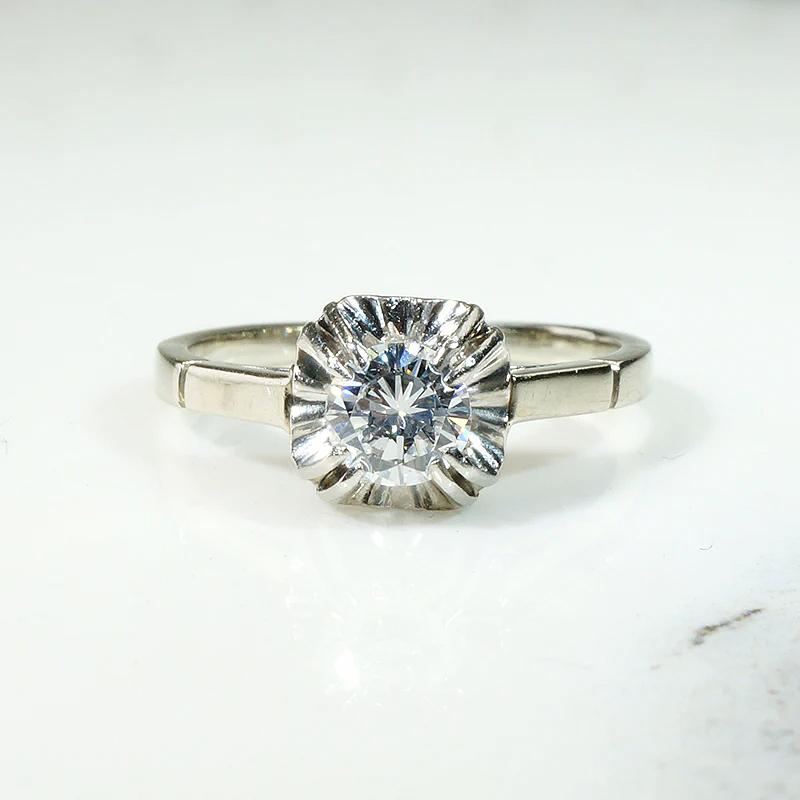 Striking Art Moderne Diamond Solitaire Ring
