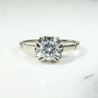 Striking Art Moderne Diamond Solitaire Ring