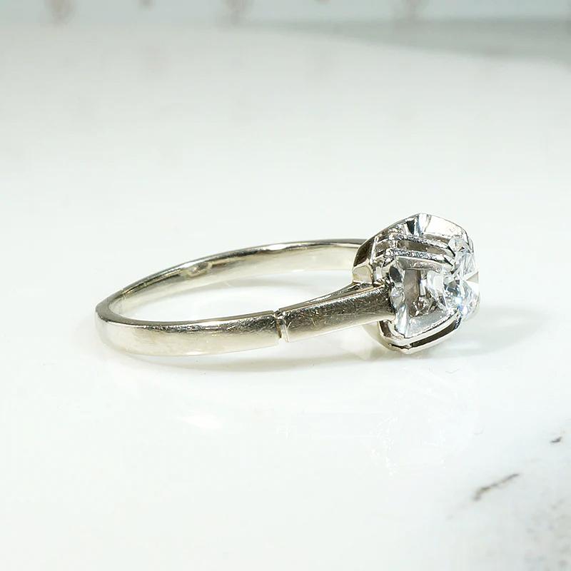 Striking Art Moderne Diamond Solitaire Ring