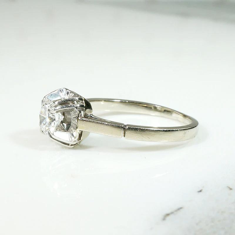 Striking Art Moderne Diamond Solitaire Ring
