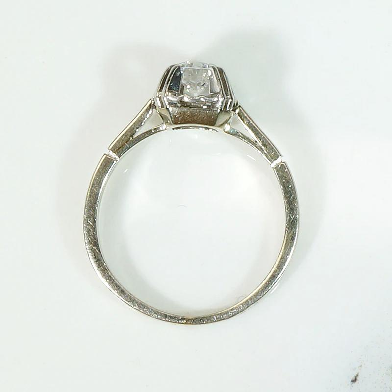 Striking Art Moderne Diamond Solitaire Ring
