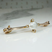 Gold Safety Pin with Pearl & Diamond Embellishment