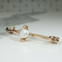 Gold Safety Pin with Pearl & Diamond Embellishment