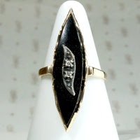 Stunning Black Onyx Art Deco Navette Statement Ring