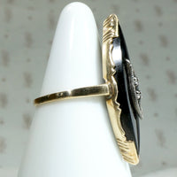 Stunning Black Onyx Art Deco Navette Statement Ring