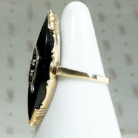 Stunning Black Onyx Art Deco Navette Statement Ring