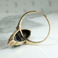 Stunning Black Onyx Art Deco Navette Statement Ring