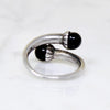 Black Onyx Orbs in Sterling Bypass Ring