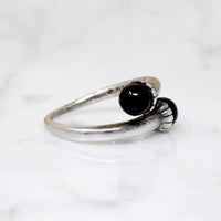 Black Onyx Orbs in Sterling Bypass Ring