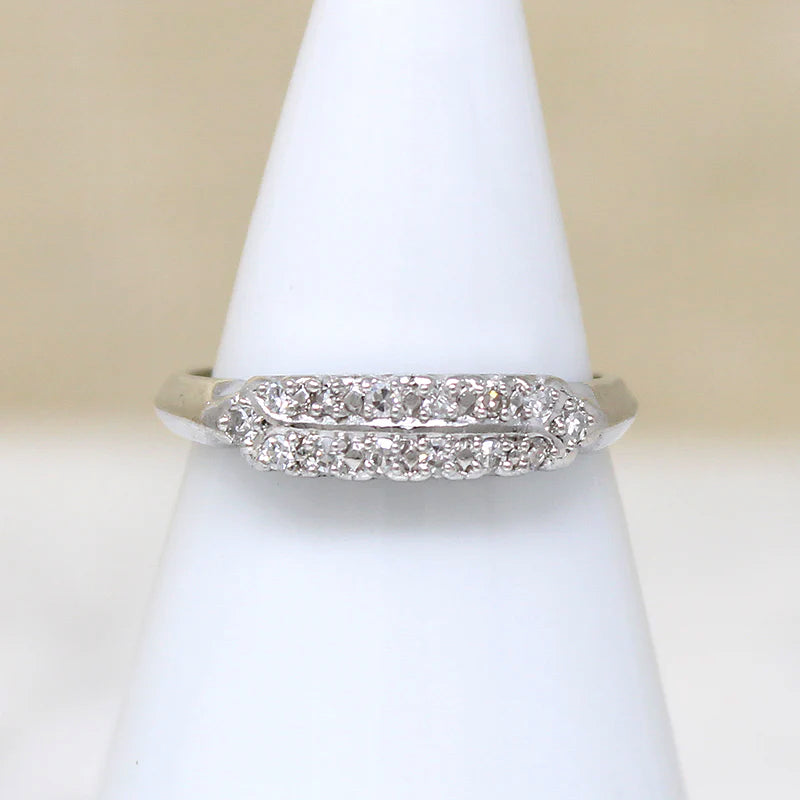 Double Row Diamond Wedding Band in Platinum