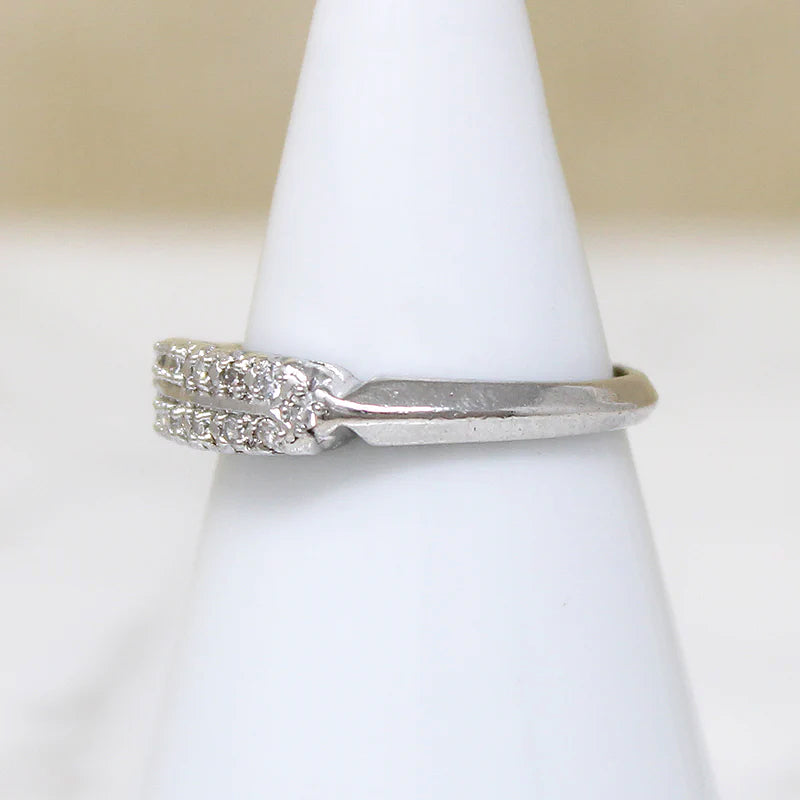 Double Row Diamond Wedding Band in Platinum