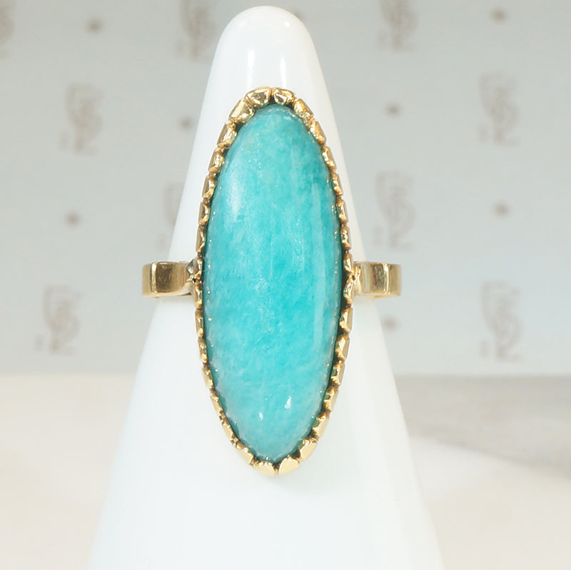 Incredible Oval Amazonite in 18k Gold Ring