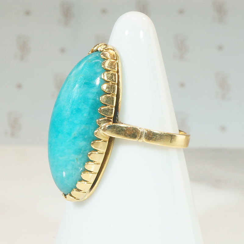 Incredible Oval Amazonite in 18k Gold Ring