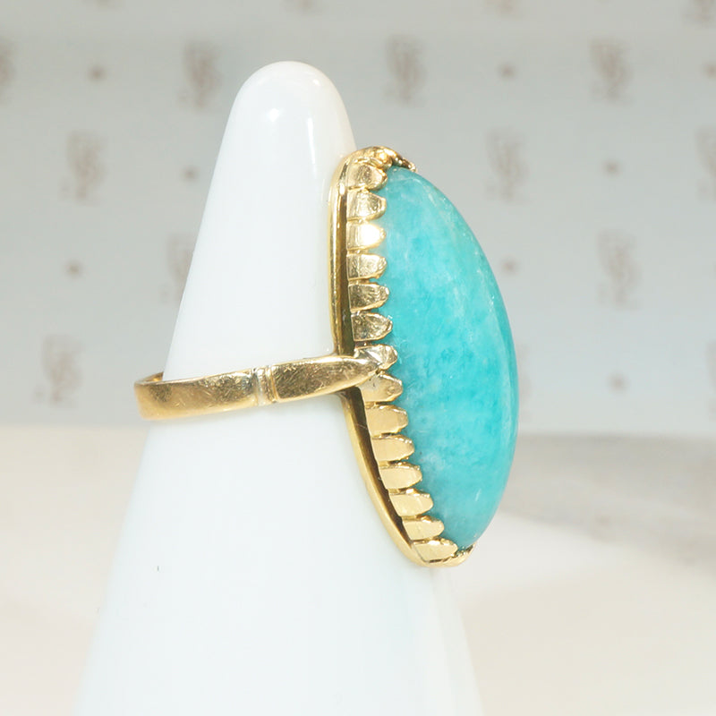 Incredible Oval Amazonite in 18k Gold Ring