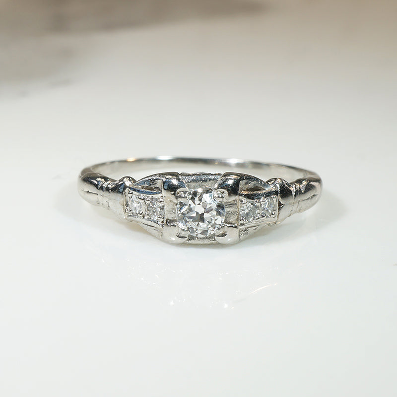 Adorable Art Deco Diamond & Platinum Buckle Ring